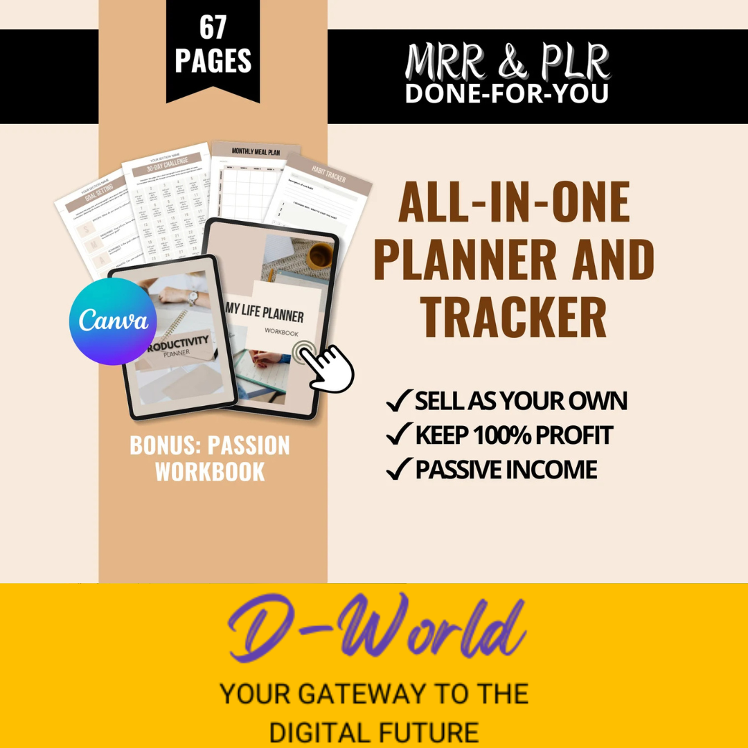 All-in-One Planner & Tracker Bundle | Done-for-You Canva Workbook Templates (MRR) PLR