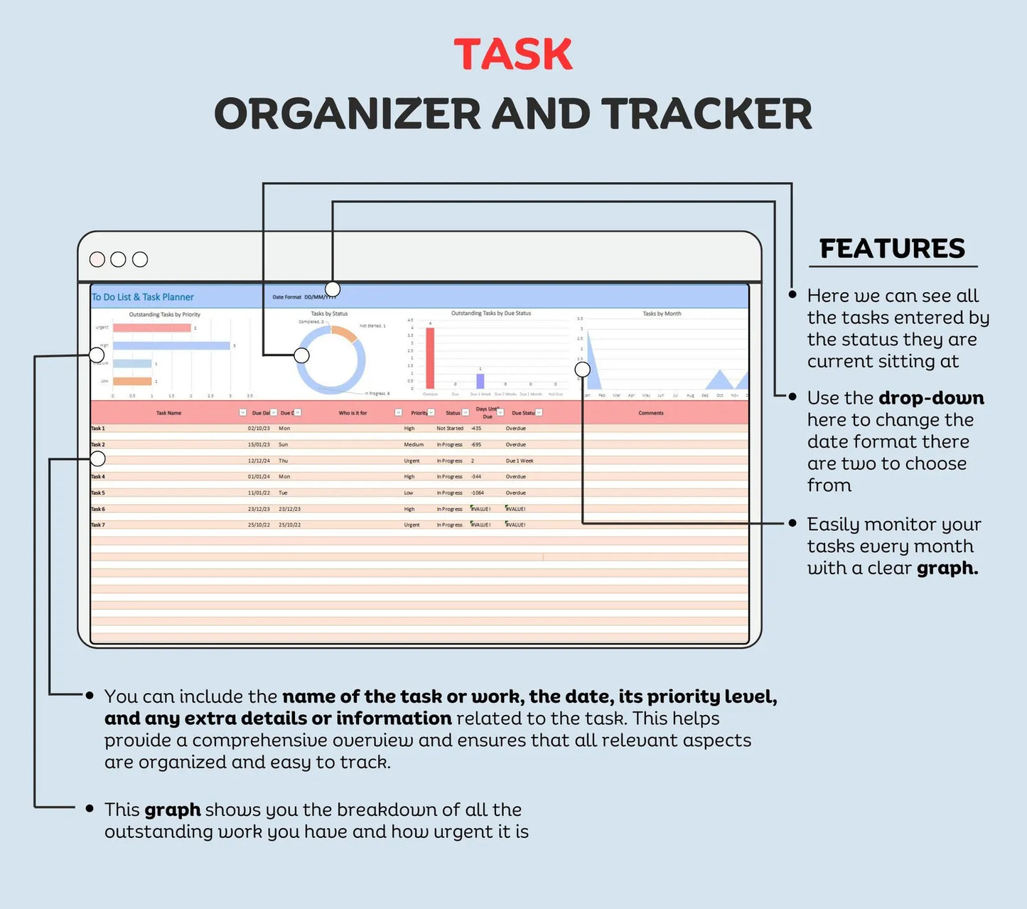 PLR & MRR To-Do List & Task Tracker | Productivity Planner & ADHD Management Spreadsheet